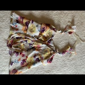 Sheer watercolor floral tank top